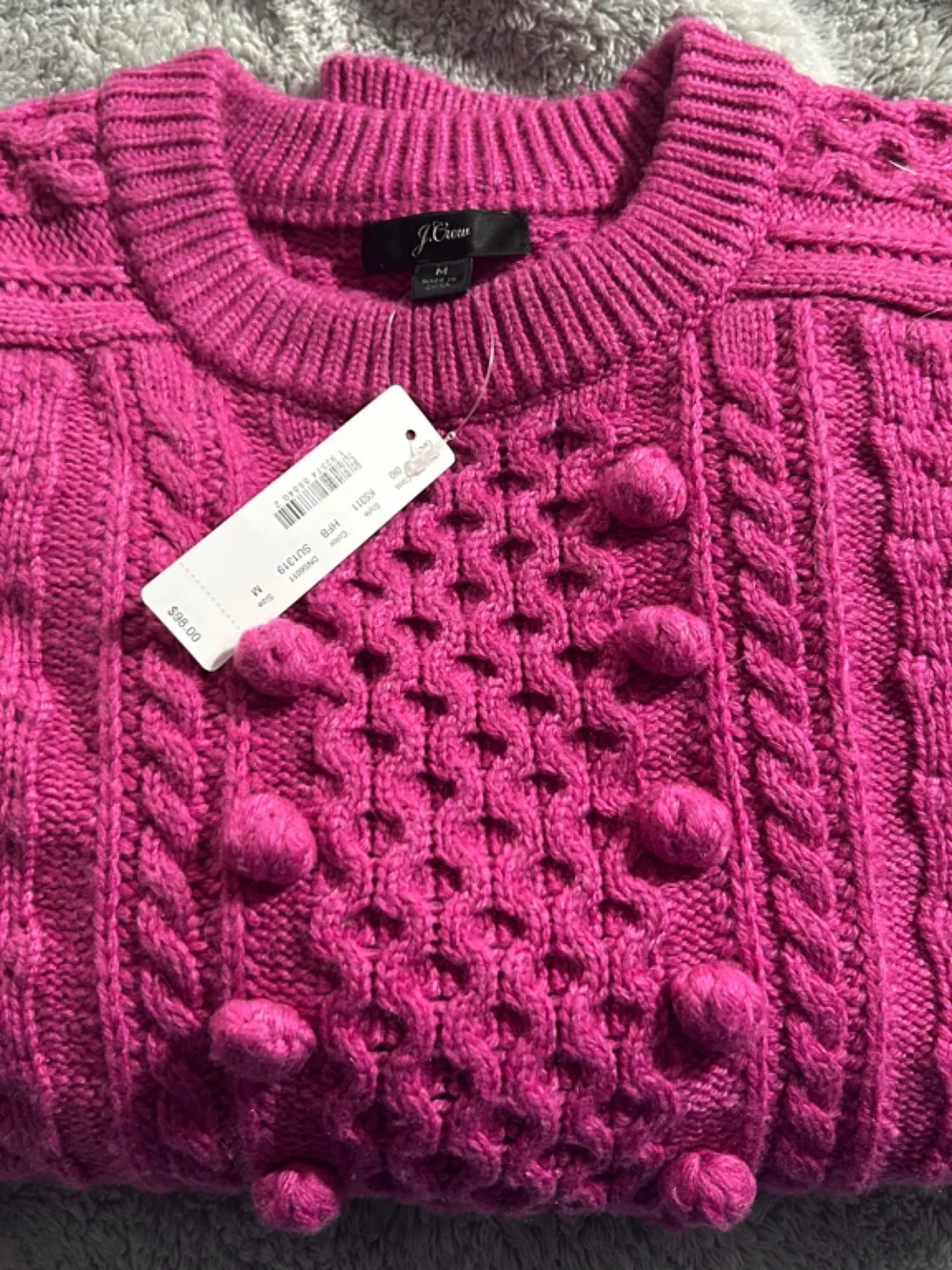 J. Crew Pink Cable Knit Crewneck Sweater - Picture 1 of 6